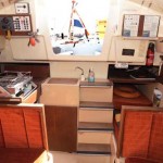 Sink moulded into the starboard side of the companionway steps